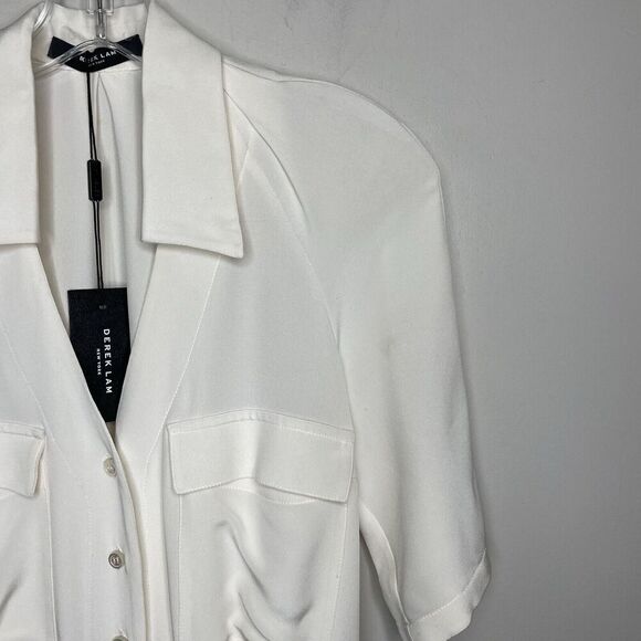 DEREK LAM Tuta Romper Women 4 Ivory Button Front NEW 100% Silk - Picture 2 of 15